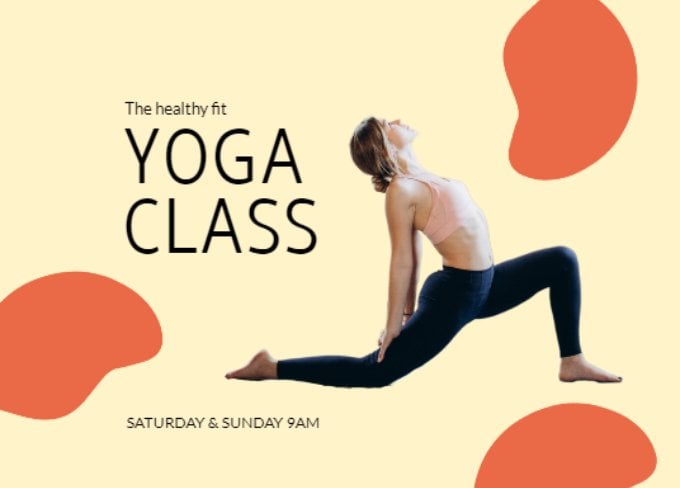 Hacer un póster de clase de yoga con fondo transparente.
