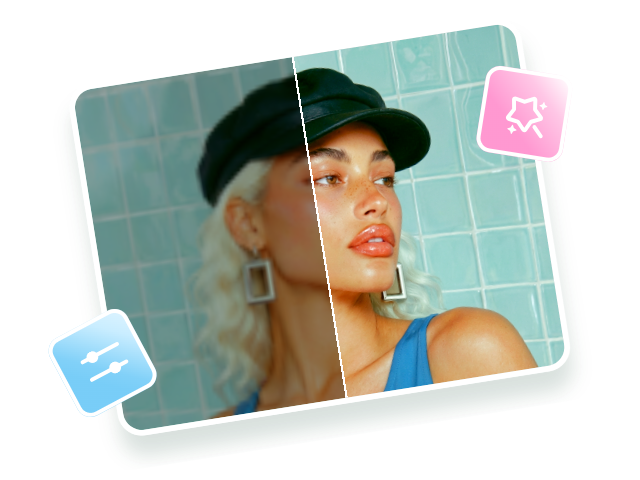 Fotorの無料写真編集サイトで、シャープさと鮮明さを高めた美しい人物写真